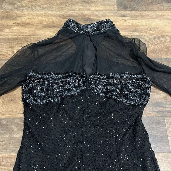 Vintage Lillie Rubin heavily beaded silk black cocktail dress size small - Picture 5 of 6